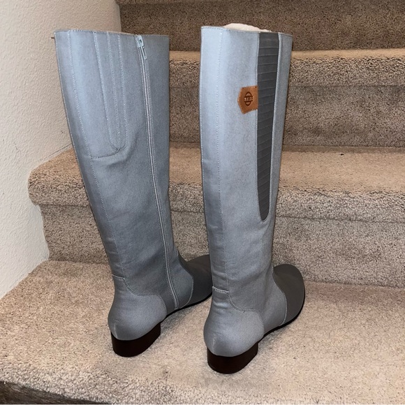 New B.E.D canvas boot gray color leather lining & sole side zipper women size 8 - Picture 4 of 8